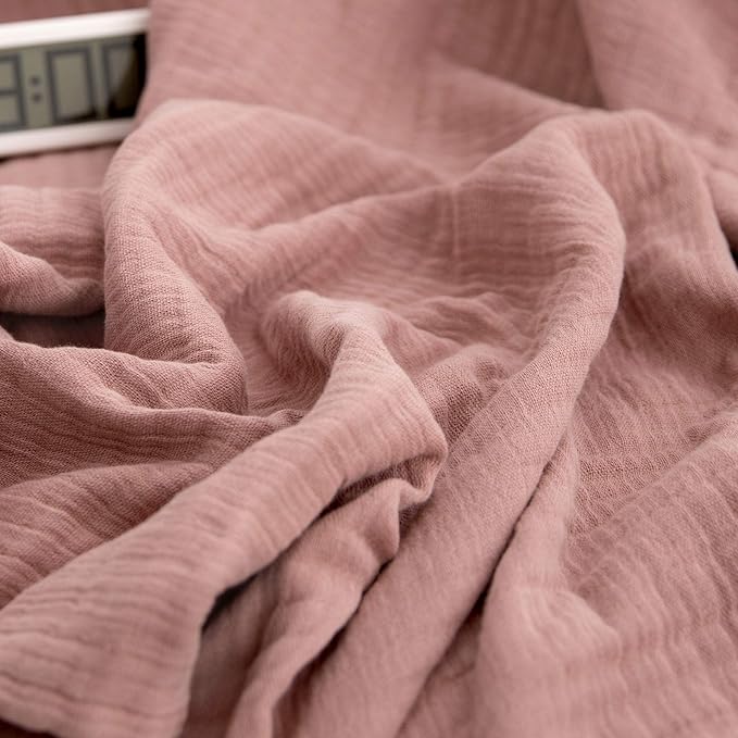 Simple&Opulence Cotton Muslin Throw Blanket for Bed, Couch, Knit Woven Gauze Blanket with Tassels, Soft Lightweight Cozy Pre-Washed Breathable Farmhouse Decoration for All-Season (Dusty Rose)