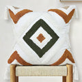 Boho Throw Pillow Covers 18x18 Inch Green Brown Tufted Square Pillow Case with Tassels, Bohemian Farmhouse Decorative Cushion Cover for Couch Bed Sofa Chair Bedroom Living Room Home Decor,X