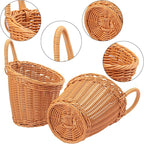 5 Pack 6.7 x 6 inch Woven Hanging Fruit Basket, Wall Hanging Wicker Baskets, Wall Fruit Wicker Basket for Kitchen, Planter, Vegetable & Fruit, Boho Home Decor