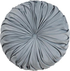 SARO LIFESTYLE Round Velvet Pintucked Poly Filled Throw Pillow