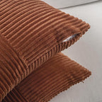 Fancy Homi 2 Packs Rust Decorative Throw Pillow Covers 16x16 Inch for Living Room Couch Bed, Rustic Farmhouse Boho Home Decor, Soft Corss Patchwork Corduroy Square Terracotta Cushion Case 40x40 cm