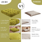 Meditation Floor Pillow 22×22 Inch 1 Pack Large Floor Cushions for Adults Square Tufted Corduroy Floor Pillows for Yoga Living Tatami Room Green