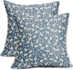 Light Blue Pillow Covers 24x24 Set of 2 Vintage Floral Rustic Old Style Cute Flower Print Decorative Outdoor Pillowcases Seasonal Farmhouse Throw Cushion Case Decor for Couch Sofa Bed