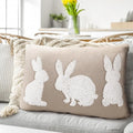 Mixweer Easter Pillow Covers 12 x 20 Inch Bunny Pillow Covers Neutral Easter Bunny Decor Neutral Tufted Embroidery Decorative for Home Living Room Bed Decor