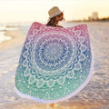 Oversize Round Mandala Beach Towel Blanket, Circle Microfiber Bohemian Boho Quick Dry Super Water Absorbent Towel, Hippy Gypsy Yoga Mat Picnic Table Mediation Throw Tapestry with Tassel Ultra ,59”