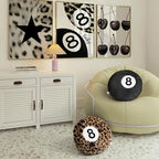 Dripykiaa Cheetah 8 Ball Throw Pillow, 14" Leopard Print 8 Ball Pillow Round Plush Decorative Cushion, Soft Trendy Throw Pillow for Bedroom & Living Room, Modern Aesthetic Home Decor for Women & Teens