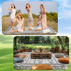 91x 71 in Extra Large Outdoor Picnic Blanket with Waterproof Mat Oversize Beach Woven Cotton Yarn Blanket with Fringe Machine Sandproof for Spring Summer Camping Beach Park(Diamond,Brown)