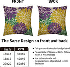 Purple Yellow Green Pillow Covers 22X22 Inch Set of 2, Modern Dahlia Floral Print Decorative Throw Pillow Covers Outdoor Farmhouse Cushion Case for Home Couch Sofa Bed Decoration