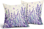Kawani Spring Summer Floral Pillow Covers 16X16 Inch Purple Lavender Butterfly Flowers Decorative Pillow Cases Set of 2 Seasonal Holiday Throw Pillows Farmhouse Home Decor for Sofa Couch Cushion