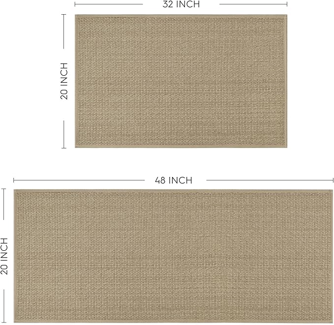 Artoid Mode Washable Non Slip Kitchen Rugs and Mats Set of 2, Rubber Backing Absorbent Kitchen Mats for Floor Front of Sink - 20x32 and 20x48 Inch