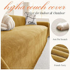 hyha Couch Cover for Dogs, Boho Sofa Covers for 3 Cushion Couch Washable, Chenille Sofa Slipcover for Pets, Soft Loveseat Sectional Couch Throw Blankets with Tassels (Yellow, 71x150 Inch)