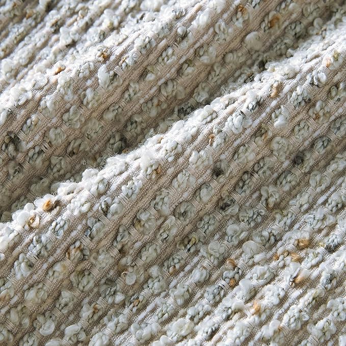 Decorative Couch Throw Pillow Covers 16x16 Set of 2 Cream Gray Striped Soft Wool Pillow Covers Neutral Textured Boho Cushion Covers for Modern Farmhouse Sofa Bedroom Living Room Decor SY012-B16