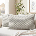 Softalker Throw Pillow Covers 12x20 Inch, Set of 2, Soft Corduroy Boho Stripe Decorative Pillow Cover, Couch Fluffy Pillow Cover for Farmhouse Home Decor Bed Living Room, Grey