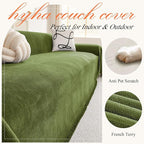 hyha Couch Cover for Dogs, Boho Sofa Covers for 3 Cushion Couch Washable, Chenille Sofa Slipcover for Pets, Soft Loveseat Sectional Couch Throw Blankets with Tassels (Green, 71x102 Inch)