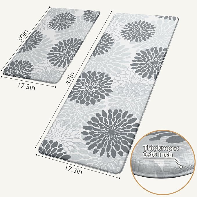MAYHMYO Kitchen Mats for Floor - Kitchen Anti Fatigue Mat Set of 2 - Non Slip Cushioned Rugs for Standing