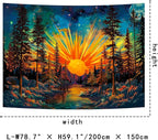 Racunbula Forest Sun Trippy Nature Tree Hippie Boho Mountain Wall Tapestry Aesthetic Starry Sky Vintage Magic River Hanging for Bedroom