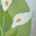 vctops Farmhouse Calla Lily Cotton Tufted Throw Pillow Cover Spring Floral Embroidery Pillowcase Soft Square Cushion Case for Sofa Couch Bed Chair (White C,18"x18")