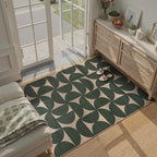 Lahome Modern Geometric Easy Jute 3x5 Entryway Washable Rug, Green Outdoor Carpet for Porch Patio, Neutral Semi-Circle Indoor Mat for Living Room Office Classroom