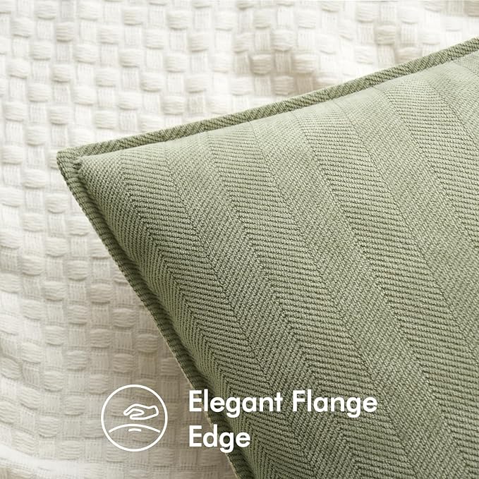 MIULEE Pack of 2 Sage Green Decorative Pillow Covers 26x26 Inch Soft Chenille Luxurious Couch Throw Pillows Farmhouse Cushion Covers Euro Shams Elegant Design for Sofa Bed Living Room Spring Decor