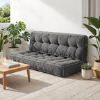 63 Inch Folding Bench Cushion, 4 Inch Thick 2-in-1 Convertible Long Floor Lounger Boneless Cushions Couch Mattress Upholstered for Yoga, Reading, Sleeping, Meditation Living Room(Dark Grey)