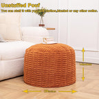 Handmade Unstuffed Ottoman Pouf Cover – Versatile Storage Footstool & Floor Pouf for Living Room, Bedroom, or Wedding Decor | 20" Diameter x 14" Height | Filler Not Included (Burnt Orange)