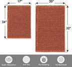 MIULEE Orange Set of 2 Waffle Bathroom Rugs, Boho Bath Rugs Non Slip Washable, Super Absorbent Bath Mats, Ultra Soft Rubber Backed Shower Mats for Bathroom Floor, Tub, 17"x24"+20"x32"