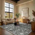 8x10 Washable Area Rugs Ultral Soft Non-Slip Stain Resistant Vintage Boho Large Carpet for High-Traffic Living Room & Dining Room