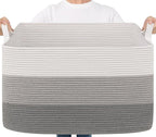 Goodpick 85L Large Woven Basket 23.6" x 15.7" x 13.8" Cotton Rope Storage Baskets for Organizing, Decorative Blanket Basket for Living Room Bedroom, Toy Baskets Storage Kids, Gray