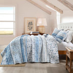 HORIMOTE HOME Boho Quilt Twin Size Blue Bohemian Floral Quilt Bedding Set, Soft Lightweight Twin Comforter for All Season, Farmhouse Bedspread Coverlet with 1 Pillow Sham, 68 x 86 inches