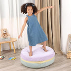 Macaron Bean Bag Chair for Kids and Teens, Comfy Sherpa Pouf Ottoman for Kids and Adult, 27.5"×27.5"×13.5", Purple and Green