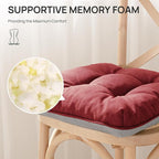 Love's cabin Memory Foam Chair Cushions Set of 4, 19"x19"x3.5" Indoor & Outdoor Seat Pads for Dining, Kitchen, Office, Patio Chairs - Burgundy