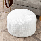 Asuprui Pouf Ottoman Unstuffed Ottoman Foot Rest No Filler Floor Pouf Soft Foot Stool 20x20x12 Inches Fuzzy Chair Floor Chair with Storage for Living Room Bedroom White