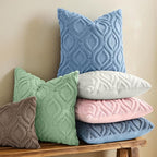 decorUhome Cozy Textured Euro Sham Throw Pillow Covers 22x22 Inch Set of 2, Soft Plush Faux Wool Blue Accent Couch Pillow Covers for Modern Farmhouse Sofa Bed Living Room