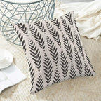 Boho Pillow Covers 18 x 18 Inch Pack of 2, Black and White Bohemian Ethnic Herringbone Pattern Decorative Throw Pillow Covers Vintage Linen Farmhouse Outdoor Pillowcase for Bedroom Home Sofa Decor