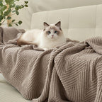 Knitted Throw Blanket 60"X80", Taupe Knit Throws for Bed, Super Soft Boho Chevron Blankets for Couch Sofa Chair Room Decor, Textured Decorative Farmhouse Cozy Lightweight