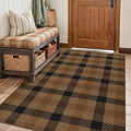 Brown and Black 4x6 Easy Jute Rug for Large Entryway - Neutral Dark Rug with Rubber Backing for Living Room, Checkered Decor for Entrance, Kitchen, Earthy & Coffee Rustic Accent