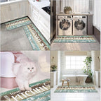 Arttown Farmhouse Teal Anti-Fatigue Kitchen Rug Set of 2 Wood Brown Black Vintage Cushioned Floor Standing Mat Waterproof Non-Slip Kitchen Mat and PVC Ergonomic Comfort Foam Rug