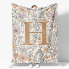 JXREQ Throw Blanket Initial Letter H Personalized Monogrammed Gifts for Women Teen Girls Frends, Boho Floral Throw Blankets for Bed Sofa Living Room Office, 50x60 Inch