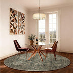 4x4 Round Bedroom Rug Washable: Living Room Rug Stain Resistant Non Slip Low Pile Small Carpet for Bedroom Kitchen Entryway Living Room Bedside Office Dorm Kids Room Entrance