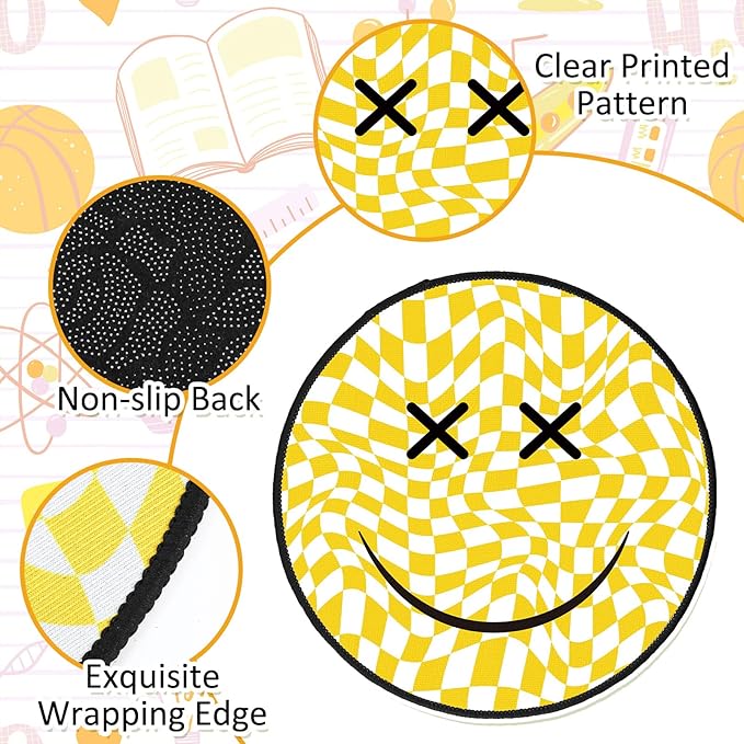 Tinideya 12 Pcs Kids Carpet Circle Seats for Class 16 Inch Round Classroom Rug Floor Cushions Soft First Day of School Educational Mat Non Slip Back to School Learning Playing Areas(Smile)