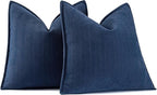 MIULEE Pack of 2 Navy Blue Decorative Pillow Covers 20x20 Inch Soft Chenille Luxurious Couch Throw Pillows Farmhouse Cushion Covers with Elegant Design for Sofa Bedroom Living Room Home Decor