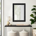 Rustic Black Mirror with Beaded Detailing 29 X 20 Inch, Wall Hanging Distressed Wood Frame Rectangular Gothic Wall-Mounted Mirrors for Living Room Bathroom Entryway, Horizontal or Vertical