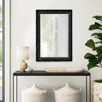 Rustic Black Mirror with Beaded Detailing 29 X 20 Inch, Wall Hanging Distressed Wood Frame Rectangular Gothic Wall-Mounted Mirrors for Living Room Bathroom Entryway, Horizontal or Vertical