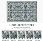 Washable 8×10 Area Rug for Living Room, Vintage Floral Rug Soft Non Slip Stain Resistant Boho Carpet for Indoor Bedroom Dinning Room Home Office Blue/Navy