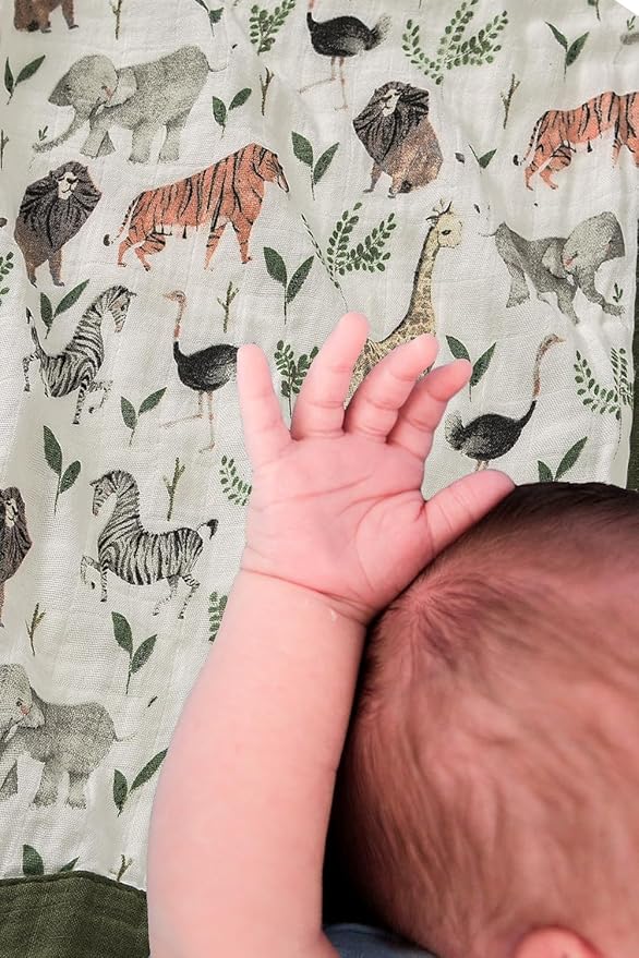 Little Jump Muslin Quilt Toddler Blanket - Silky Soft and Breathable Baby Quilt - Oversized 47" x 47" - 2 Layers Muslin Baby Blanket for Boy and Girls (Jungle-2)