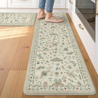 LEEVAN Anti Fatigue Mats for Kitchen Floor Non-Slip, Cushioned Kitchen Mats for Floor 17.3''x29''+17.3''x59'', Tan Memory Foam Kitchen Mat Set
