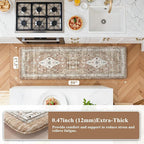 Collive Farmhouse Kitchen Mats, Cushioned Anti Fatigue Mats for Floor, Non Skid Waterproof Kitchen Rugs Cream/Brown Farmhouse Standing Desk Mat for Kitchen Sink, Laundry, Office-17.3" x 59"
