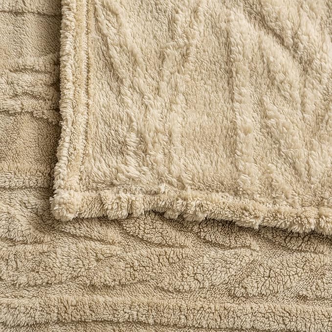 YUSOKI Queen Size Blanket Single Layer,Weight(4.4lb),370GMS-3D Stylish Design for Gift Home Decor (Tan,90"x90")
