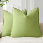 Foindtower Pack of 2, Decorative Linen Soild Throw Pillow Covers Soft Accent Euro Cushion Case Farmhouse Neutral Pillowcase for Chair Couch Sofa Bedroom Living Room Home Decor 24 x 24 Inch Lush Green