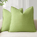 Foindtower Pack of 2, Decorative Linen Soild Throw Pillow Covers Soft Accent Euro Cushion Case Farmhouse Neutral Pillowcase for Chair Couch Sofa Bedroom Living Room Home Decor 26 x 26 Inch Lush Green